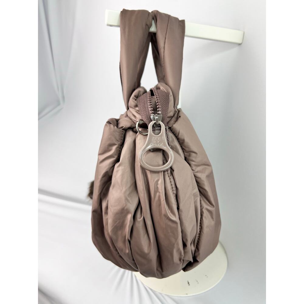 See by Chloé Joy Rider Nylon Puffer Tote Bag with Hedgehog Charm - Picture 8 of 9